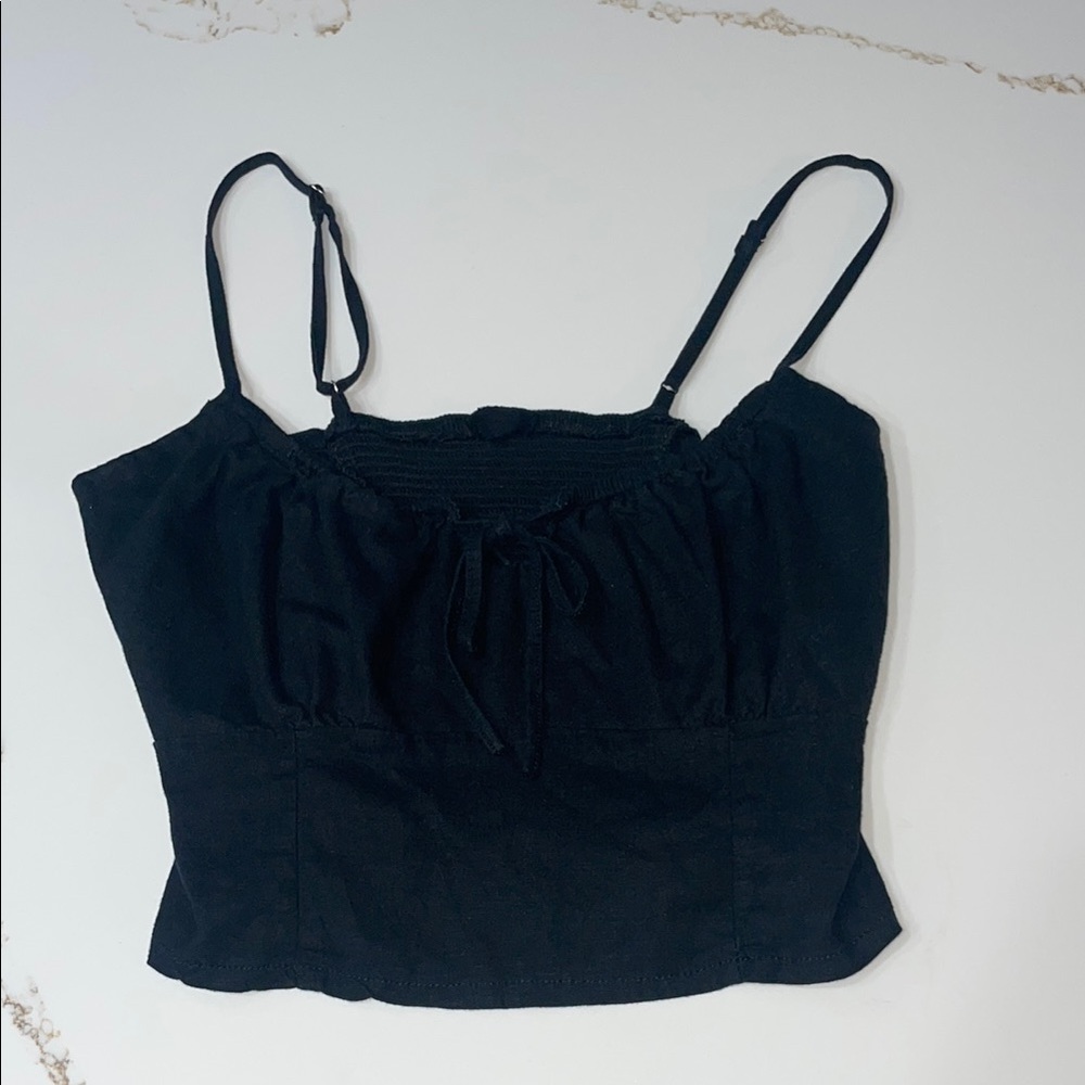 Brandy Melville John Galt Jennifer Tie Bustier Black Crop Top | OS
